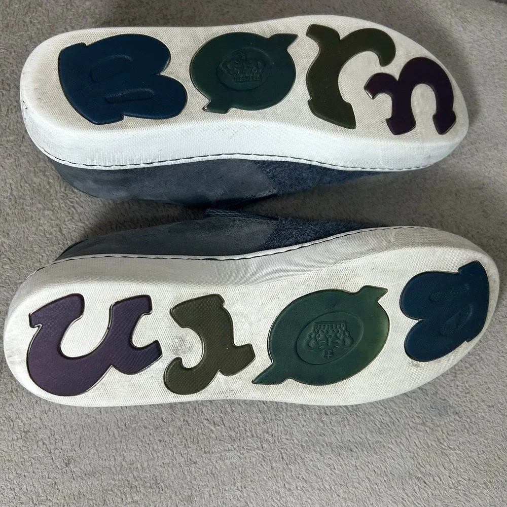 Born Børn Slip On Sneakers Men 7M Blue Gray Wool‎ Leather Casual Shoes